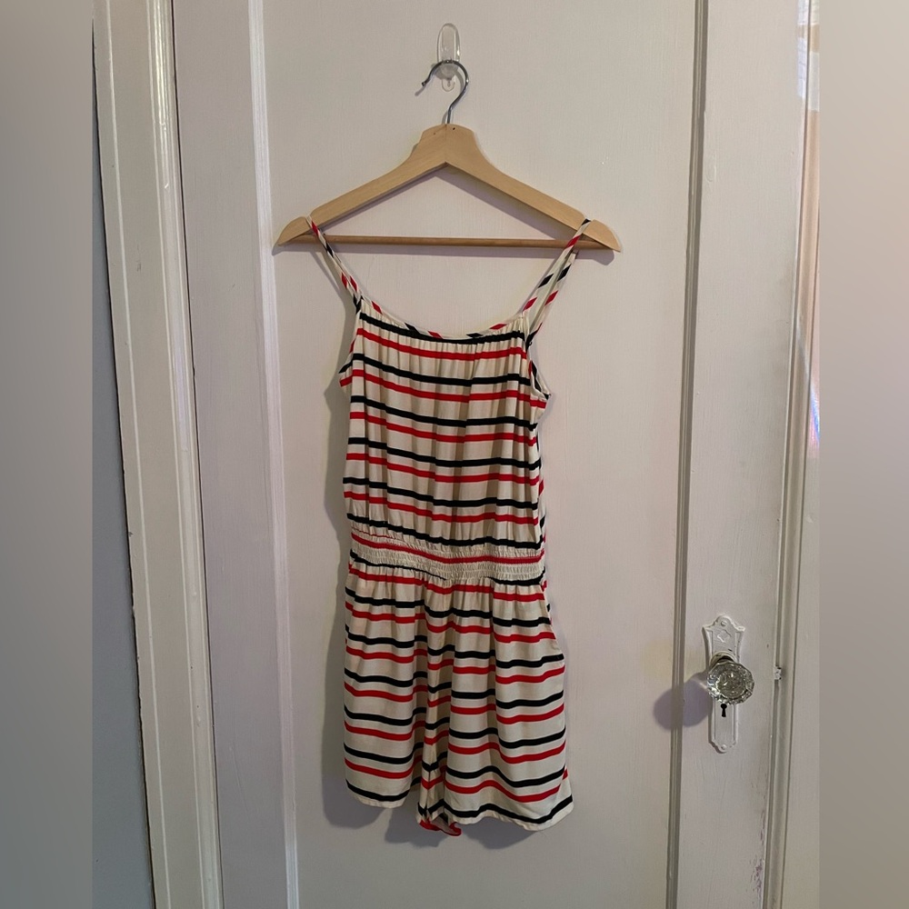 DIVIDED H&M Striped Adjustable Strap Sleeveless Romper with Pockets Size 6